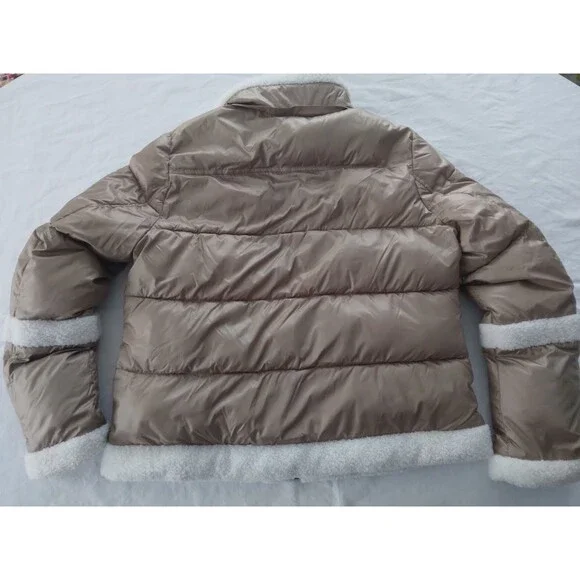 A.N.A Coat Jacket Quilted Puffer Faux Sherpa Trim Womens Size Large - Picture 12 of 15